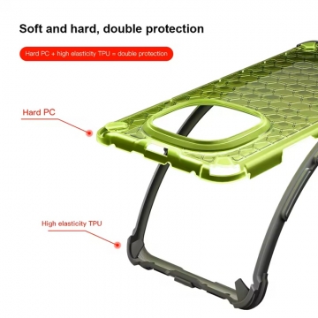 Чехол-накладка с рисунком в виде сот для смартфона Xiaomi Redmi Note 14 Pro 4G, противоударный бампер, задняя панель из поликарбоната, рама из термополиуретана, сочетание жёсткости с гибкостью, дополнительная защита углов смартфона «воздушными подушками», накладка на кнопки регулировки громкости, чёрный + прозрачный, чёрный + серый, чёрный + красный, чёрный + синий, чёрный + зелёный, Киев, Київ