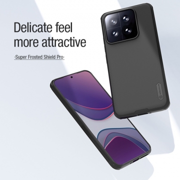 Чохол-накладка з вбудованим магнітом Nillkin Super Frosted Shield Pro Magnetic для смартфона Xiaomi 14, MagSafe, задня панель з полікарбоната, рама з термополіуретана, захист кутів смартфона «повітряними подушками», накладки на кнопки живлення й регулювання гучності, вбудоване магнітне кільце з 36-х неодимових магнітів N52, подвійний отвір для кріплення ремінця, Київ, Киев