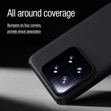 Чохол-накладка з вбудованим магнітом Nillkin Super Frosted Shield Pro Magnetic для смартфона Xiaomi 14, MagSafe, задня панель з полікарбоната, рама з термополіуретана, захист кутів смартфона «повітряними подушками», накладки на кнопки живлення й регулювання гучності, вбудоване магнітне кільце з 36-х неодимових магнітів N52, подвійний отвір для кріплення ремінця, Київ, Киев