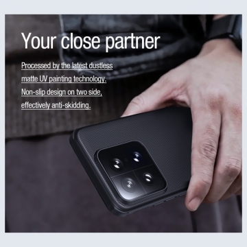 Чохол-накладка з вбудованим магнітом Nillkin Super Frosted Shield Pro Magnetic для смартфона Xiaomi 14, MagSafe, задня панель з полікарбоната, рама з термополіуретана, захист кутів смартфона «повітряними подушками», накладки на кнопки живлення й регулювання гучності, вбудоване магнітне кільце з 36-х неодимових магнітів N52, подвійний отвір для кріплення ремінця, Київ, Киев