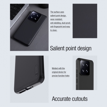 Чохол-накладка з вбудованим магнітом Nillkin Super Frosted Shield Pro Magnetic для смартфона Xiaomi 14, MagSafe, задня панель з полікарбоната, рама з термополіуретана, захист кутів смартфона «повітряними подушками», накладки на кнопки живлення й регулювання гучності, вбудоване магнітне кільце з 36-х неодимових магнітів N52, подвійний отвір для кріплення ремінця, Київ, Киев