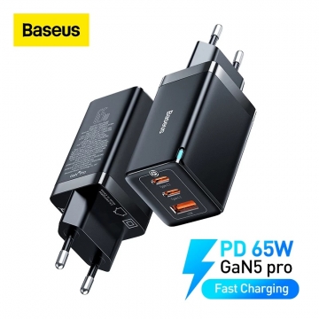 Мережевий зарядний пристрій Baseus GaN 5 Pro Quick Charger 65 Вт (USB Type-C + USB Type-C + USB) + кабель 100 Вт Мережевий зарядний пристрій Baseus GaN 5 Pro Quick Charger 65 Вт (USB Type-C + USB Type-C + USB) + кабель 100 Вт, для зарядки ноутбуків, CCGAN65E5, поддержка одновременной зарядки трёх устройств, Qualcomm Quick Charge 4+, Quick Charge 3.0, USB Power Delivery 3.0, PPS, SCP, FCP, AFC, APPLE 2.4A, PE+, смарт-чип Baseus Power Split II, охлаждение Baseus Cooling Technology, 6-уровневая защита, кабель Baseus 100 Вт, Київ, Киев