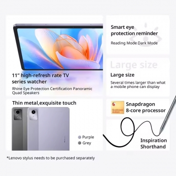 Планшетний комп’ютер Lenovo Xiaoxin Pad 2024 (8 + 128 Гб) Планшетний комп’ютер Lenovo Xiaoxin Pad 2024 (8 + 128 Гб), металевий корпус, Snapdragon 685, 8 Гб RAM + 128 Гб ROM, екран 11'' IPS 1920 * 1200, 90 Гц, основна камера 8 МП, селфі камера 8 МП, акумулятор 7040 мА/г, 20 Вт, Wi-Fi, Bluetooth 5.1, GPS, OTG, USB Type-C, стереодинаміки, 3,5 мм аудіоджек, ZUI 15, Android 13, УКРАЇНСЬКА МОВА, GOOGLE PLAY, Київ, Киев