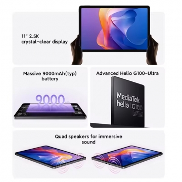Планшетний комп’ютер Xiaomi Redmi Pad 2 Wi-Fi (8 + 256 Гб, Global Version) Планшетний комп’ютер Xiaomi Redmi Pad 2 Wi-Fi (8 + 256 Гб, Global Version), 25040RP0AG, металевий корпус, MediaTek Helio G100-Ultra, оперативна пам’ять 8 Гб (LPDDR4X), постійна пам’ять 256 Гб (UFS 2.2), слот для карт пам'яті до 2 Тб, екран 11'' 2,5K IPS, 10 біт, частота 90 Гц, основна камера: 8 МП, Wi-Fi 5, Bluetooth 5.3, OTG, AAC / SBC / LDAC, чотири стереодинаміка, Dolby Atmos, підтримка стилуса Redmi Smart Pen, акумулятор 9000 мА/г, USB Type-C, аудіоджек 3,5 мм, HyperOS 2, Android 15, Київ, Киев