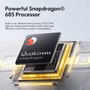 Смартфон Xiaomi Poco M7 NFC (6 + 128 Гб, Global Version) Смартфон Xiaomi Poco M7 NFC (6 + 128 Гб, Global Version), 2 SIM-карти, 4G LTE, Snapdragon 685, 6 Гб RAM + 128 Гб ROM, екран 6,9'' IPS LCD FHD+, 144 Гц, 2 основні камери 50 МП, акумулятор 7000 мА/г, 33 Вт, реверсивна OTG зарядка 18 Вт, сканер відбитків пальців, Wi-Fi, Bluetooth 5.0, GPS, NFC / Google Pay, OTG, USB Type-C, HyperOS, Android 15, УКРАЇНСЬКА МОВА, GOOGLE PLAY, Київ, Киев