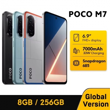 Смартфон Xiaomi Poco M7 NFC (8 + 256 Гб, Global Version) Смартфон Xiaomi Poco M7 NFC (8 + 256 Гб, Global Version), 2 SIM-карти, 4G LTE, Snapdragon 685, 8 Гб RAM + 256 Гб ROM, екран 6,9'' IPS LCD FHD+, 144 Гц, 2 основні камери 50 МП, акумулятор 7000 мА/г, 33 Вт, реверсивна OTG зарядка 18 Вт, сканер відбитків пальців, Wi-Fi, Bluetooth 5.0, GPS, NFC / Google Pay, OTG, USB Type-C, HyperOS, Android 15, УКРАЇНСЬКА МОВА, GOOGLE PLAY, Київ, Киев