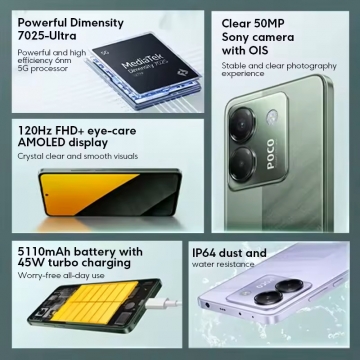 Смартфон Xiaomi Poco M7 Pro 5G NFC (8 + 256 Гб, Global Version)	, 2409FPCC4G, 2 SIM-карти, Dimensity 7025-Ultra, 8 Гб RAM + 256 Гб ROM, екран 6,67'' AMOLED 2400 * 1080, 120 Гц, камера 50 МП, Sony IMX882, акумулятор 5110 мА/г, 45 Вт, сканер відбитків пальців, Wi-Fi, Bluetooth 5.3, GPS, NFC / Google Pay, OTG, USB Type-C, стереодинаміки, Dolby Atmos, 3,5 мм аудіоджек, HyperOS, Android 14, УКРАЇНСЬКА МОВА, GOOGLE PLAY, Київ, Киев