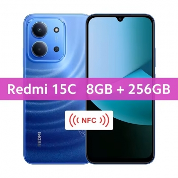 Смартфон Xiaomi Redmi 15C NFC (8 + 256 Гб, Global Version), 2 SIM-карти, 4G LTE, Helio G81-Ultra, 8 Гб RAM + 256 Гб ROM, екран 6,9'' IPS 1600 * 720, 120 Гц, камера 50 МП, акумулятор 6000 мА/г / 33 Вт, сканер відбитків пальців, Wi-Fi, Bluetooth 5.4, GPS, NFC / Google Pay, OTG, USB Type-C, 3,5 мм аудіоджек, HyperOS 2, Android 15, УКРАЇНСЬКА МОВА, GOOGLE PLAY, Київ, Киев