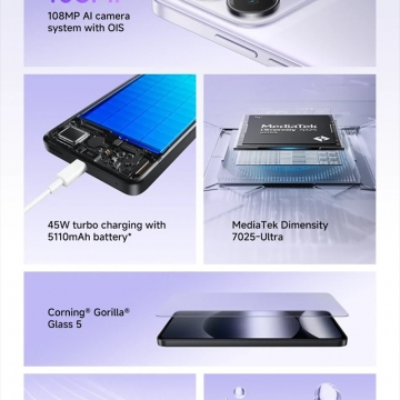 Смартфон Xiaomi Redmi Note 14 5G NFC (8 + 256 Гб, Global Version), IP64, 2 SIM-карти, Dimensity 7025-Ultra, 8 Гб RAM + 256 Гб ROM, екран 6,67'' 2400 * 1080, 120 Гц, 3 основні камери 108 МП + 8 МП + 2 МП, селфі камера 20 МП, акумулятор 5110 мА/г, 45 Вт, стереодинаміки, сканер відбитків пальців, Wi-Fi, Bluetooth 5.3, GPS, NFC / Google Pay, OTG, ІЧ порт, USB Type-C, HyperOS, Android 14, УКРАЇНСЬКА МОВА, GOOGLE PLAY, Київ, Киев