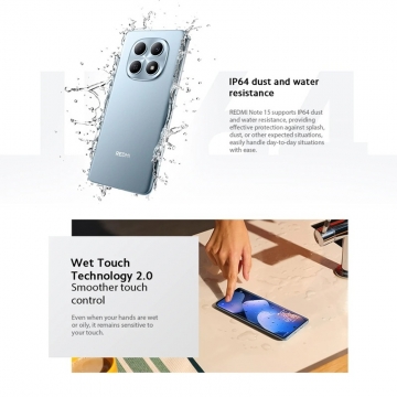 Смартфон Xiaomi Redmi Note 15 4G NFC (8 + 256 Гб, Global Version), IP64, 2 SIM-карти, 4G LTE, Helio G100-Ultra, 8 Гб RAM + 256 Гб ROM, екран 6,77'', 120 Гц, 2 основні камери 108 МП + 2 МП, селфі камера 20 МП, акумулятор 6000 мА/г, 33 Вт, стереодинаміки, Dolby Atmos, Hi-Res Audio, сканер відбитків пальців, Wi-Fi, Bluetooth 5.3, GPS, NFC / Google Pay, OTG, ІЧ порт, USB Type-C, HyperOS, Android 15, УКРАЇНСЬКА МОВА, GOOGLE PLAY, Київ, Киев