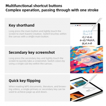 Стилус Redmi Smart Pen для Xiaomi Redmi Pad 2, Xiaomi Redmi Pad Pro та Xiaomi Poco Pad Характеристики стилуса Redmi Smart Pen Redmi Stylus для Xiaomi Redmi Pad 2, Xiaomi Redmi Pad Pro та Xiaomi Poco Pad, 24048MP07G, чутливість до тиску 4096 рівнів, частота дискретизації 240 Гц, Bluetooth 5.1, 2 функціональні кнопки, аккумулятор: 80 мА/г (до 12 годин роботи від повного заряду), USB Type-C, Київ, Киев