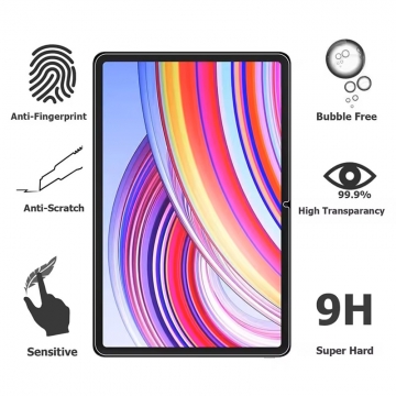 Захисне скло Glass Screen Pro+ для Xiaomi Poco Pad / Xiaomi Redmi Pad Pro Захисне скло Glass Screen Pro+ для планшетного комп'ютера Xiaomi Poco Pad / Xiaomi Redmi Pad Pro, броньоване скло, загартоване скло, товщина 0,33 мм, показник за мінералогічною шкалою твердості (шкала Мооса від 1 до 10): 9H, в 4 рази більш стійке до подряпин, ніж звичайна захисна плівка, не впливає на чутливість сенсора, не спотворює кольори, антивідблискове покриття, олеофобне покриття, Київ, Киев