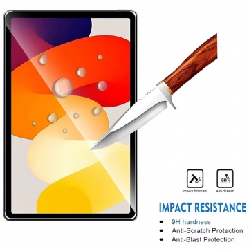 Захисне скло Glass Screen Pro+ для планшетного комп'ютера Xiaomi Redmi Pad SE, броньоване скло, загартоване скло, товщина 0,33 мм, показник за мінералогічною шкалою твердості (шкала Мооса від 1 до 10): 9H, в 4 рази більш стійке до подряпин, ніж звичайна захисна плівка, не впливає на чутливість сенсора, не спотворює кольори, антивідблискове покриття, олеофобне покриття, Київ, Киев