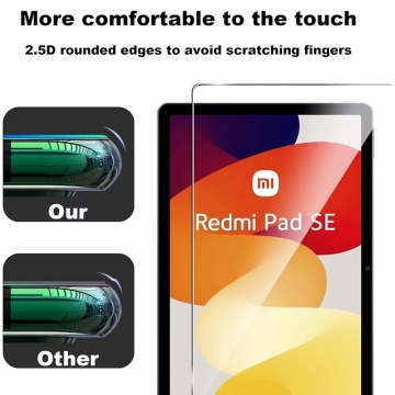 Захисне скло Glass Screen Pro+ для планшетного комп'ютера Xiaomi Redmi Pad SE, броньоване скло, загартоване скло, товщина 0,33 мм, показник за мінералогічною шкалою твердості (шкала Мооса від 1 до 10): 9H, в 4 рази більш стійке до подряпин, ніж звичайна захисна плівка, не впливає на чутливість сенсора, не спотворює кольори, антивідблискове покриття, олеофобне покриття, Київ, Киев