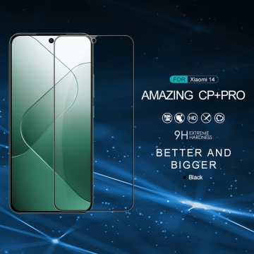 Захисне скло Nillkin CP+Pro (3D Full Glue) для смартфона Xiaomi 14, скло сумісне з усіма чохлами Nillkin, товщина 0,33 мм, шкала Мооса 9H, в 4 рази більш стійке до подряпин, ніж захисна плівка, не впливає на чутливість сенсора, не спотворює кольори, антивідблискове покриття, олеофобне покриття, скло із закругленими краями (2.5D), набір ганчірок і протипилових стікерів, Київ, Киев