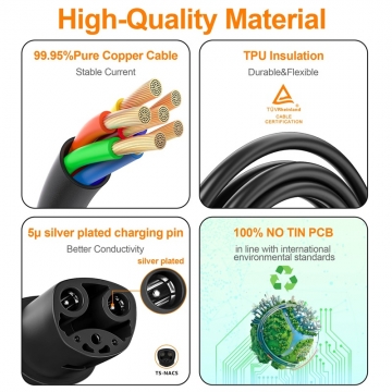 Зарядний пристрій для заряджання електромобілів стандарта Tesla / NACS (16 А, 3,5 кВт, 5 м) Зарядний пристрій для заряджання електромобілів стандарта Tesla / NACS (16 А, 3,5 кВт, 5 м), живлення від стандартної розетки змінного струму, NACS, J3400, Tesla Model 3, Tesla Model S, Tesla Model X, Tesla Model Y, UL94 V-0 (горіння припиняється протягом 10 секунд), мідні жили, IP66, потужність 3,5 кВт, захист від замикань, перенавантажень, витоку, перегріва, блискавки і т. ін., чип контроля температури, довжина кабеля 5 м, виробник feyree (Китай), сумка для зберігання і транспортування, Київ, Киев