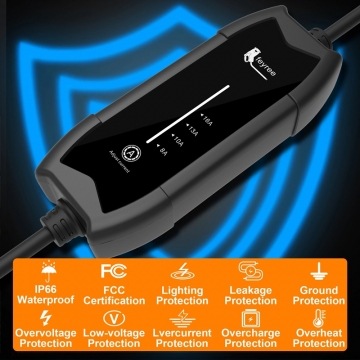 Зарядний пристрій для заряджання електромобілів стандарта Tesla / NACS (16 А, 3,5 кВт, 5 м) Зарядний пристрій для заряджання електромобілів стандарта Tesla / NACS (16 А, 3,5 кВт, 5 м), живлення від стандартної розетки змінного струму, NACS, J3400, Tesla Model 3, Tesla Model S, Tesla Model X, Tesla Model Y, UL94 V-0 (горіння припиняється протягом 10 секунд), мідні жили, IP66, потужність 3,5 кВт, захист від замикань, перенавантажень, витоку, перегріва, блискавки і т. ін., чип контроля температури, довжина кабеля 5 м, виробник feyree (Китай), сумка для зберігання і транспортування, Київ, Киев