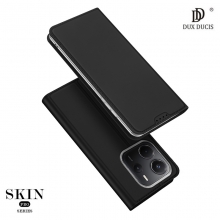 Чехол-книжка Dux Ducis Skin Pro для смартфона Xiaomi Redmi Note 14 4G, горизонтальный флип, искусственная кожа, накладка из термополиуретана, встроенные магниты для фиксации чехла в закрытом и открытом состоянии, отделение для платёжных карт / визиток, возможность трансформации чехла в подставку для просмотра видео, чёрный, синий, золотой, розовый, Киев, Київ