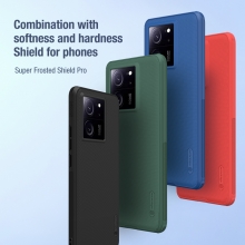 Чохол-накладка Nillkin Super Frosted Shield Pro для смартфона Xiaomi 13T / Xiaomi 13T Pro / Xiaomi Redmi K60 Ultra, задня панель з полікарбоната + рама з термополіуретана, поєднання жорсткості з гнучкістю, додатковий захист кутів смартфона кутовими бамперами, накладки на кнопки живлення й регулювання гучності, чорний, синій, зелений, червоний, Київ, Киев