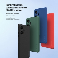 Чохол-накладка Nillkin Super Frosted Shield Pro для смартфона Xiaomi Poco F5 / Xiaomi Redmi Note 12 Turbo, задня панель з полікарбоната + рама з термополіуретана, поєднання жорсткості з гнучкістю, додатковий захист кутів смартфона кутовими бамперами, накладки на кнопки живлення й регулювання гучності, чорний, синій, зелений, червоний, Київ, Киев