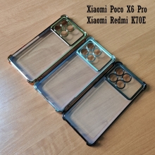 Чохол-накладка з кольоровим покриттям для Xiaomi Poco X6 Pro / Xiaomi Redmi K70E, прозорий термополіуретан, виділені кольором рама і блок камер, додатковий захист кутів смартфона «повітряними подушками», захист блоку камер, накладка на кнопки регулювання гучності, Київ, Киев