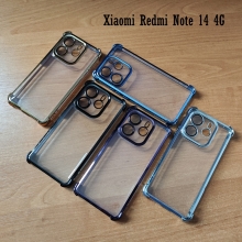 Чохол-накладка з кольоровим покриттям для Xiaomi Redmi Note 14 4G, прозорий термополіуретан, виділені кольором рама і блок камер, додатковий захист кутів смартфона «повітряними подушками», захист блоку камер, накладка на кнопки регулювання гучності, Київ, Киев