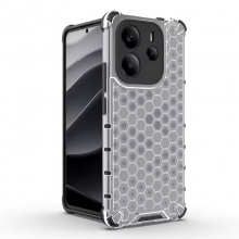 Чехол-накладка с рисунком в виде сот для смартфона Xiaomi Redmi Note 14 4G, противоударный бампер, задняя панель из поликарбоната, рама из термополиуретана, сочетание жёсткости с гибкостью, дополнительная защита углов смартфона «воздушными подушками», накладка на кнопки регулировки громкости, чёрный + прозрачный, чёрный + серый, чёрный + красный, чёрный + синий, чёрный + зелёный, Киев, Київ