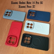 Чохол-накладка з відкидною підставкою для Xiaomi Redmi Note 14 Pro 5G / Xiaomi Poco X7, термополіуретан із м'якою підкладкою (флок), алюміній, текстура у вигляді концентричних кіл, відкидна алюмінієва рама блоку камер, підставка для перегляду відео, накладки на кнопки живлення та регулювання гучності, подвійний отвір для кріплення ремінця, Київ, Киев