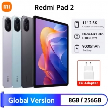 Планшетний комп’ютер Xiaomi Redmi Pad 2 Wi-Fi (8 + 256 Гб, Global Version), 25040RP0AG, металевий корпус, MediaTek Helio G100-Ultra, оперативна пам’ять 8 Гб (LPDDR4X), постійна пам’ять 256 Гб (UFS 2.2), слот для карт пам'яті до 2 Тб, екран 11'' 2,5K IPS, 10 біт, частота 90 Гц, основна камера: 8 МП, Wi-Fi 5, Bluetooth 5.3, OTG, AAC / SBC / LDAC, чотири стереодинаміка, Dolby Atmos, підтримка стилуса Redmi Smart Pen, акумулятор 9000 мА/г, USB Type-C, аудіоджек 3,5 мм, HyperOS 2, Android 15, Київ, Киев